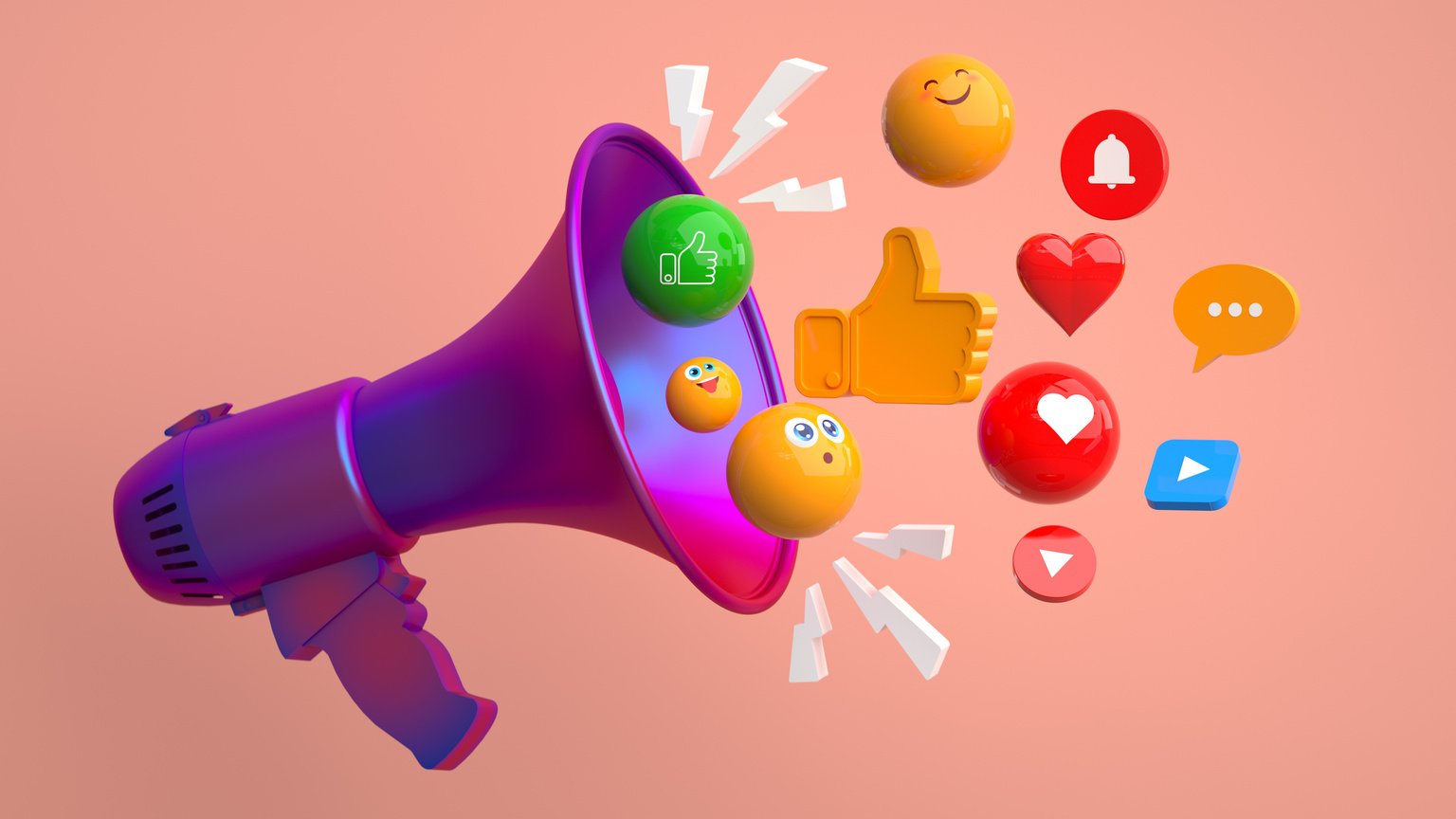 Digital Marketing Social Media Megaphone Concept